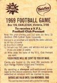 1969 Sun Valley Twisties Football Game Victoria #NNO Peter Hudson Back